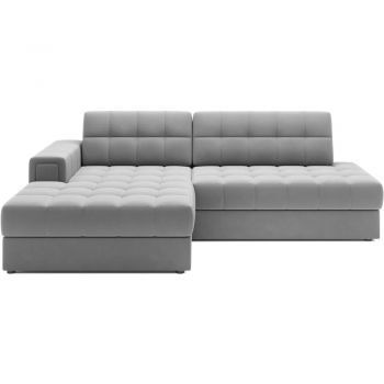 Colțar gri extensibil cu tapițerie din catifea (cu colț pe partea stângă/cu șezlong) Blezalt – ELTAP