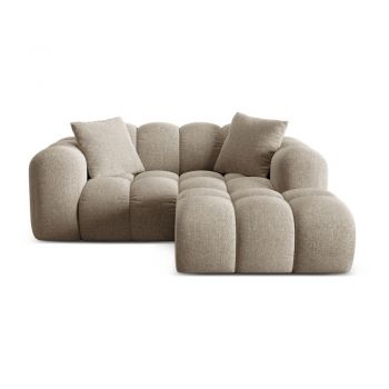 Colțar maro deschis cu tapițerie din chenille (cu colț pe partea dreaptă/cu șezlong) Treno – Cosmopolitan Design