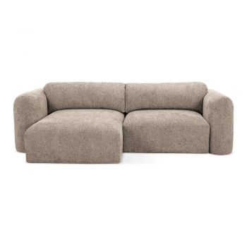 Colțar maro deschis extensibil/cu spațiu de depozitare cu tapițerie din chenille (cu colț pe partea stângă/cu șezlong) Mele – Makamii