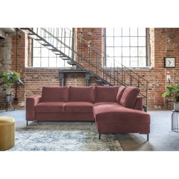 Colțar roz extensibil cu tapițerie din catifea (cu colț pe partea dreaptă) Lofty Lilly – Miuform