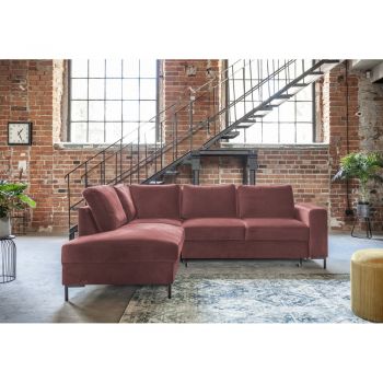 Colțar roz extensibil cu tapițerie din catifea (cu colț pe partea stângă ) Lofty Lilly – Miuform