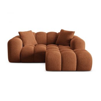 Colțar teracotă cu tapițerie din chenille (cu colț pe partea dreaptă/cu șezlong) Treno – Cosmopolitan Design