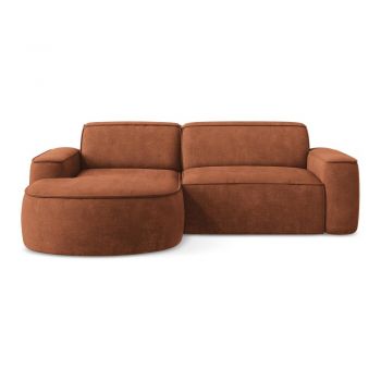 Colțar teracotă cu tapițerie din chenille (cu colț pe partea stângă/cu șezlong) Omao – Makamii