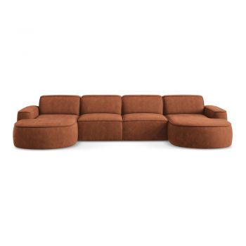 Colțar teracotă cu tapițerie din chenille (în formă de 