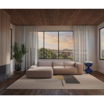 Colțar, textil, bej, 200/304 cm