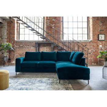 Colțar turcoaz extensibil cu tapițerie din catifea (cu colț pe partea dreaptă) Lofty Lilly – Miuform