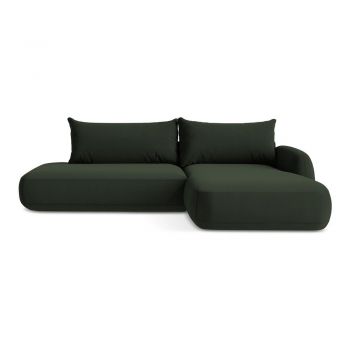 Colțar verde închis extensibil (cu colț pe partea dreaptă/cu șezlong) Hale – Makamii