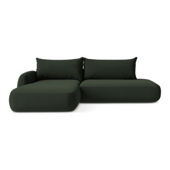 Colțar verde închis extensibil (cu colț pe partea stângă/cu șezlong) Hale – Makamii