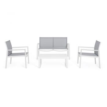 Set mobilier de grădină alb din aluminiu pentru 4 persoane Kallen – Bizzotto