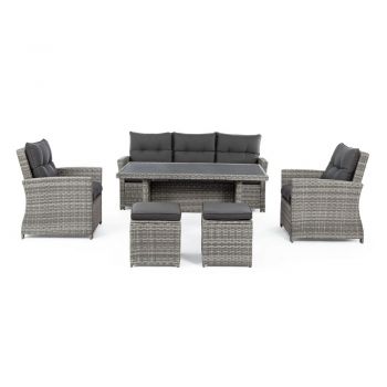 Set mobilier de grădină gri din ratan artificial pentru 6 persoane Ariel – Bizzotto