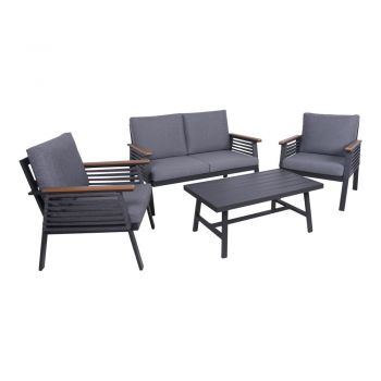 Set mobilier de grădină gri închis din aluminiu pentru 4 persoane Denia – Garden Pleasure