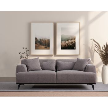 Canapea 2 locuri, Atelier del Sofa, 560ARE1547, Lemn de fag / PAL, Maro / Gri