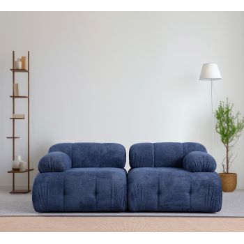 Canapea 2 locuri, Atelier del Sofa, 560ARE1560, Lemn de fag / PAL, Albastru