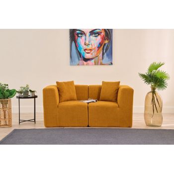 Canapea 2 locuri, Atelier del Sofa, 825BLC5408, Tesatura Chenille, Portocaliu