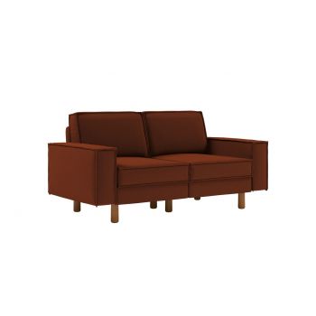 Canapea 2 locuri, Atelier del Sofa, 918CMF1218, Otel, Roșu de țiglă / Nuc