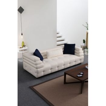 Canapea 3 locuri, Atelier del Sofa, 560ARE1543, Lemn de fag / PAL, Alb