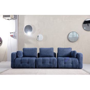 Canapea 3 locuri, Atelier del Sofa, 560ARE4127, Lemn de fag / PAL, Albastru navy
