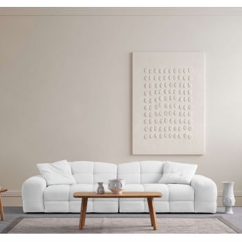 Canapea 3 locuri, Atelier del Sofa, 560ARE5207, Lemn de fag / PAL, Alb