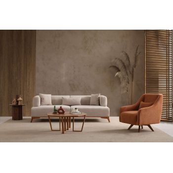 Canapea 3 locuri, Atelier del Sofa, 560ARE5210, Cadru: Lemn și PAL, Crem