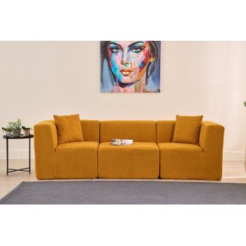 Canapea 3 locuri, Atelier del Sofa, 825BLC4319, Tesatura Chenille, Portocaliu