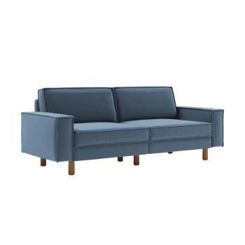 Canapea 3 locuri, Atelier del Sofa, 918CMF1238, Otel, Albastru oceanic / Nuc