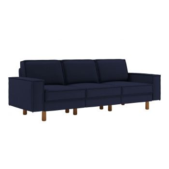 Canapea 3 locuri, Atelier del Sofa, 918CMF1260, Otel, Albastru noapte / Nuc