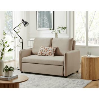 Canapea Ambrozio 2 Locuri Extensibila Bej, 140 Cm