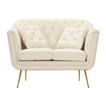 Canapea crem cu tapițerie din catifea 130 cm Budapest – Mauro Ferretti