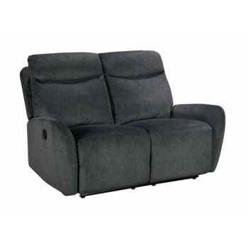Canapea Cu 2 Locuri Kally, Recliner Manual, Gri, 153 x 99 x 100 Cm