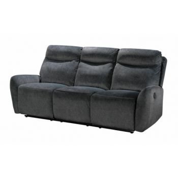 Canapea Cu 3 Locuri Kally, Recliner Manual, Gri, 212 x 99 x 100 Cm