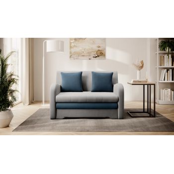 Canapea extensibila 2 locuri ELTAP, Ario, 130x103x85 cm, lemn/poliester, gri deschis/albastru