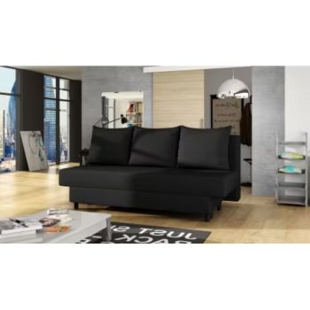 Canapea extensibila 3 locuri ELTAP, Amaza, 190x82x83 cm, lemn/poliester, negru