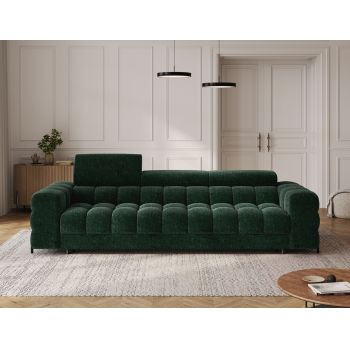 Canapea extensibila 3 locuri ELTAP, Festello, 260x100x96 cm, lemn/poliester, verde inchis
