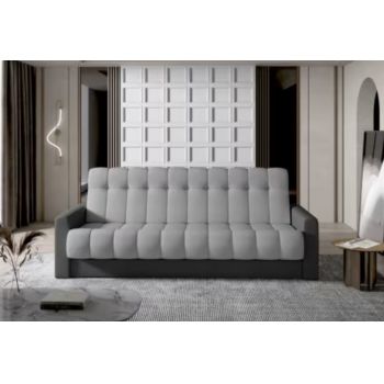 Canapea extensibila 3 locuri ELTAP, Garett, 212x85x90 cm, lemn/poliester, gri deschis/gri inchis