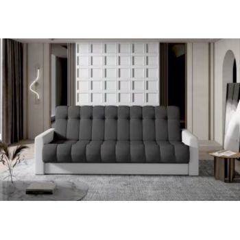 Canapea extensibila 3 locuri ELTAP, Garett, 212x85x90 cm, lemn/poliester, gri inchis/alb