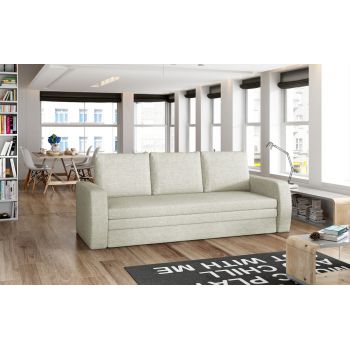 Canapea extensibila 3 locuri ELTAP, Inversa, 220x83x89 cm, lemn/poliester, bej