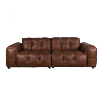 Canapea maro cu tapițerie din piele 264 cm Hackman – Dutchbone