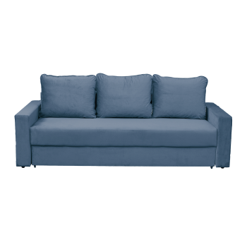 Canapea NICO II extensibila, 3 locuri, cu arcuri si lada depozitare, albastru, 220x85x75 cm