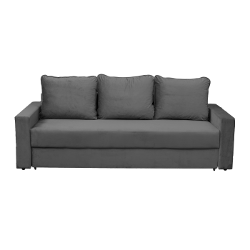 Canapea NICO II extensibila, 3 locuri, cu arcuri si lada depozitare, gri inchis, 220x85x75 cm