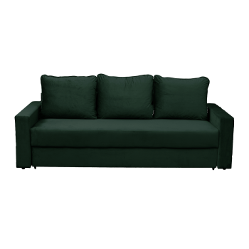 Canapea NICO II extensibila, 3 locuri, cu arcuri si lada depozitare, verde inchis, 220x85x75 cm