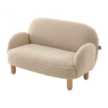 Canapea pentru copii bej cu tapițerie din țesătură bouclé 89 cm Rocky – Vipack