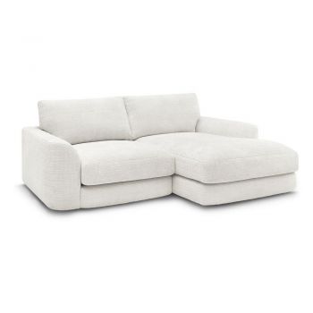 Colțar alb cu tapițerie din chenille (cu colț pe partea dreaptă/cu șezlong) Leonore – Bobochic Paris