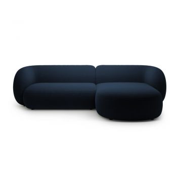 Colțar albastru cu tapițerie din catifea (cu colț pe partea dreaptă/cu șezlong) Kate – Micadoni