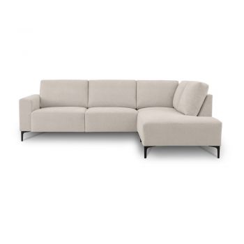 Colțar bej cu tapițerie din chenille (cu colț pe partea dreaptă/în formă de ”L”) Fabian – Scandic