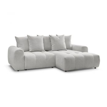 Colțar gri deschis extensibil/cu spațiu de depozitare cu tapițerie din chenille (cu colț pe partea dreaptă/cu șezlong) Roxelane – Bobochic Paris