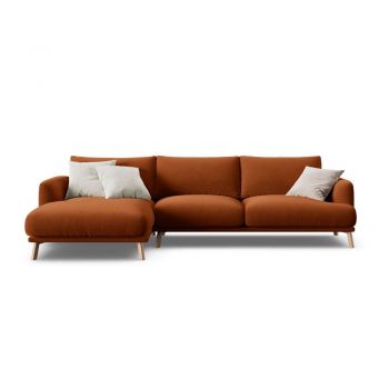 Colțar teracotă cu tapițerie din catifea (cu colț pe partea stângă/cu șezlong) Naomi – Micadoni