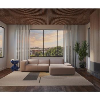 Colțar, textil, bej, 304/200 cm