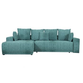 Coltar Cu Insula Dreapta Green, 5 Locuri, Lada Depozitare, Albastru, Palacio 77, 280 Cm