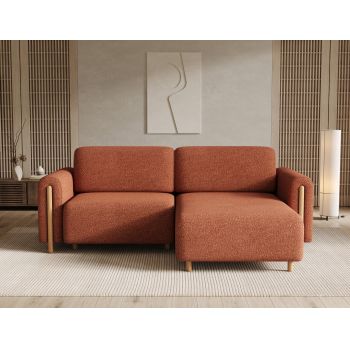 Coltar extensibil dreapta 3 locuri ELTAP, RT-O-30JAF, Acossta, 244x154x95 cm, lemn/poliester, caramiziu/natur