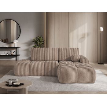 Coltar extensibil dreapta 3 locuri ELTAP, Vittario, 227x170x95 cm, lemn/poliester, maro